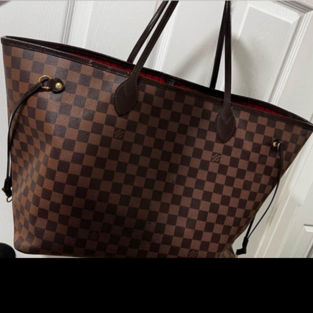 Brown Checkered Tote Bag